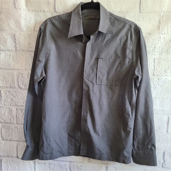 Conwell For Men Gray H&M Hook And Loop Dress Shirt Size Small - Picture 9 of 9